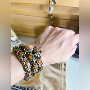 Snake, wraparound bracelet, gemstones, tiger eye black onyx